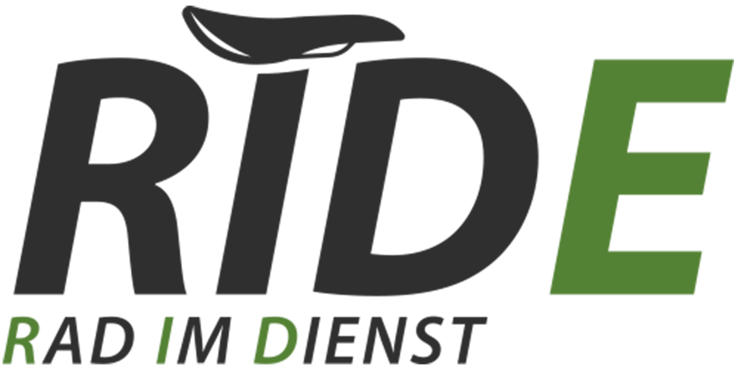 Logo mit dem Schriftzug "RIDE Rad im Dienst" in Schwarz und Grün.