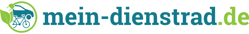Logo von mein-dienstrad.de mit Fahrradsymbol und grünem Blatt, geeignet für Dienstfahrrad-Leasing.