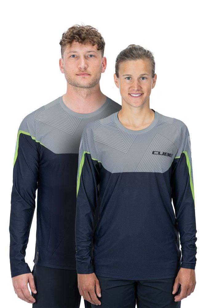 Cube EDGE Rundhalstrikot langarm - Liquid-Life #Wähle Deine Farbe_Grey´n´Lime
