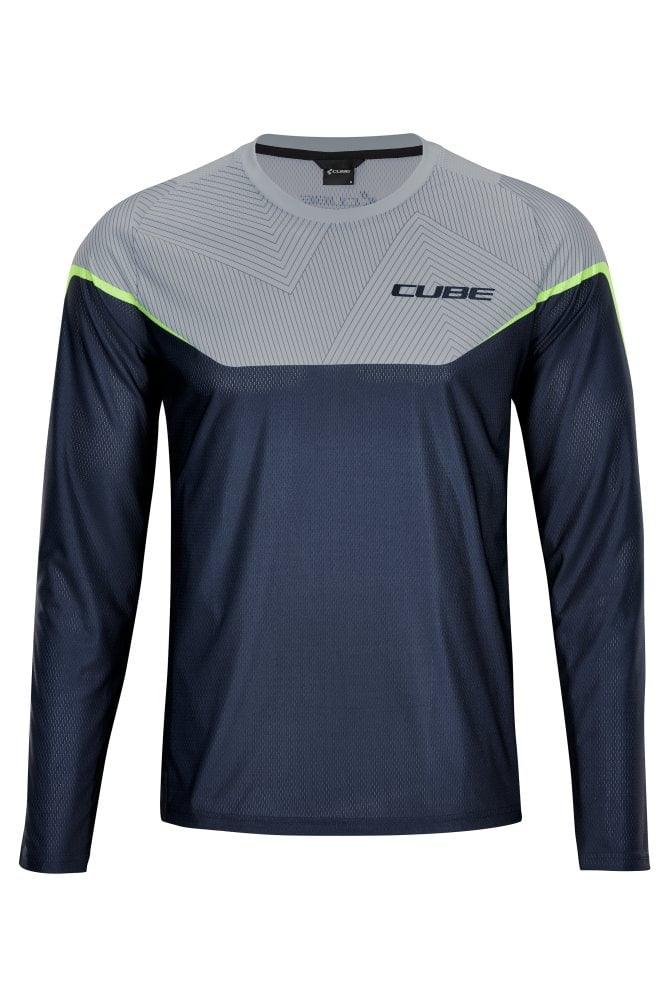 Cube EDGE Rundhalstrikot langarm - Liquid-Life #Wähle Deine Farbe_Grey´n´Lime