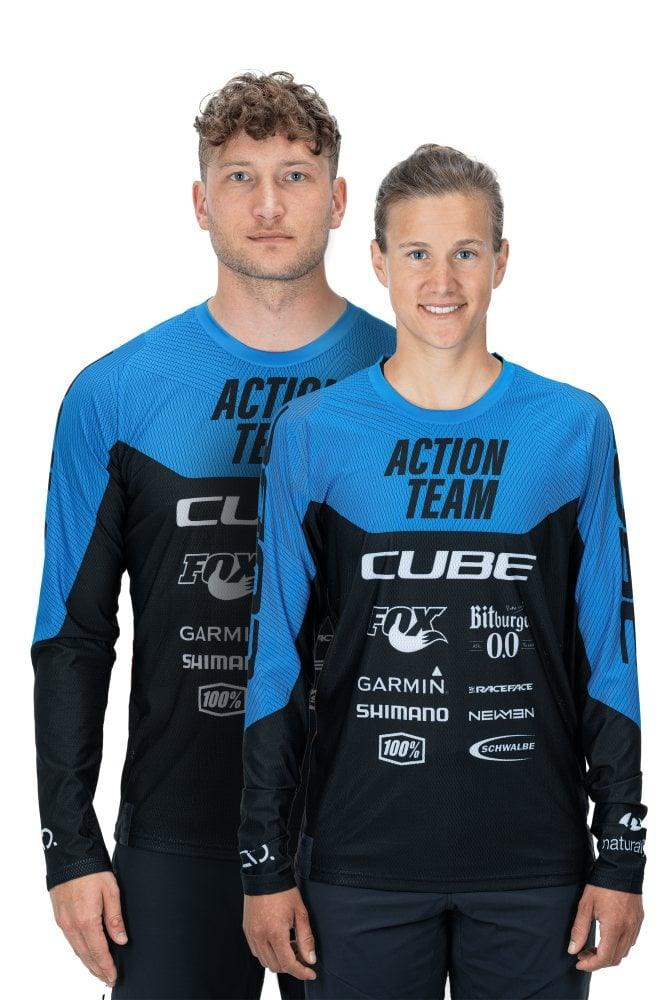 Cube EDGE Rundhalstrikot langarm - Liquid-Life #Wähle Deine Farbe_X Actionteam Black´n´Blue