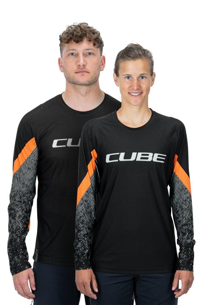 Cube EDGE Rundhalstrikot langarm - Liquid-Life #Wähle Deine Farbe_Black´n´Orange