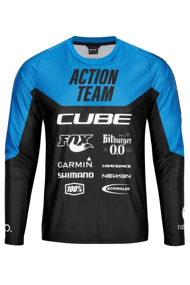 Cube EDGE Rundhalstrikot langarm - Liquid-Life #Wähle Deine Farbe_X Actionteam Black´n´Blue